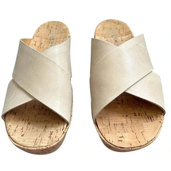 Kork Ease Joly Sandals Beige Bone Cross Strap Comfort Slide Size 6 - Picture 3 of 13